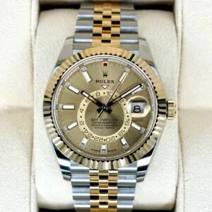 RLX Sky-Dweller 42mm 336933-0001/0002 Two-Tone Yellow Gold Champagne Dial Oyster