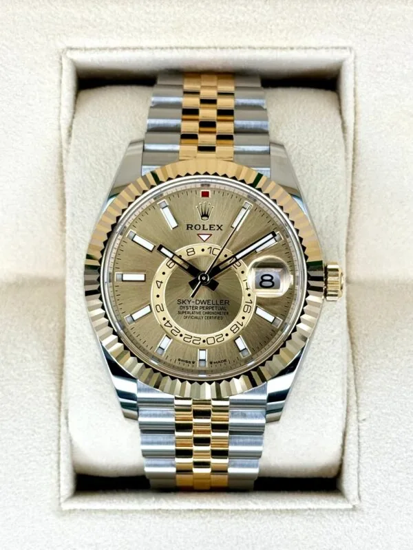 RLX Sky-Dweller 42mm 336933-0001/0002 Two-Tone Yellow Gold Champagne Dial Oyster