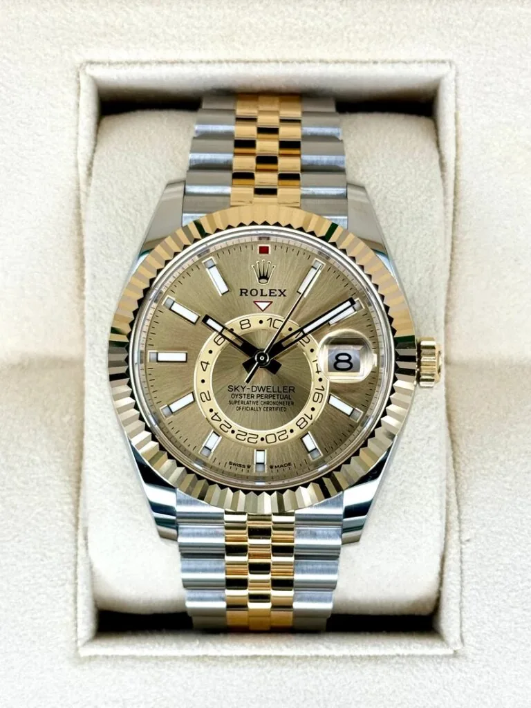 RLX Sky-Dweller 42mm 336933-0001/0002 Two-Tone Yellow Gold Champagne Dial Oyster