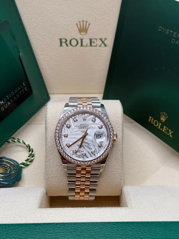 RLX Datejust 36mm 126281 Silver Palm Motif Diamond Dial Oyster Bracelet