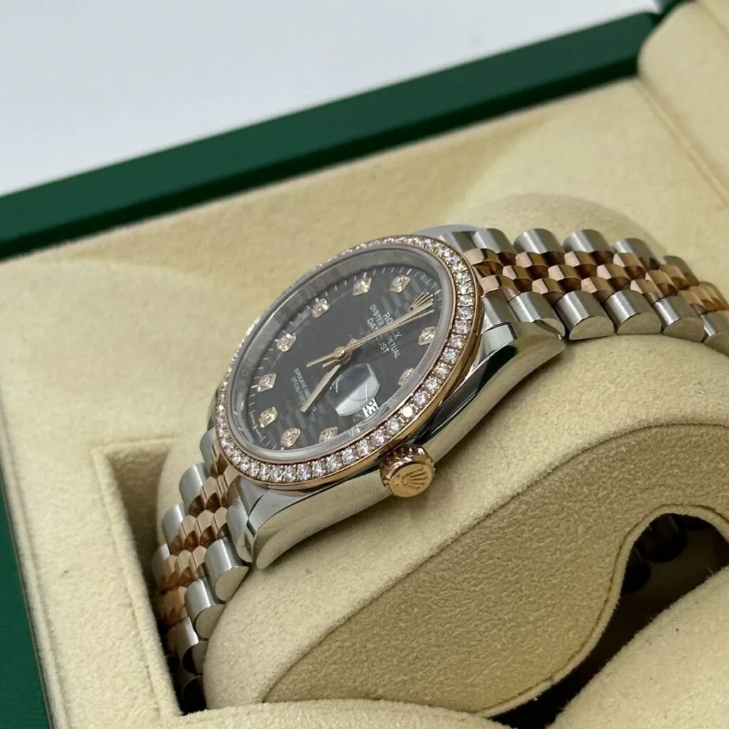 RLX Datejust 36mm 126281 Slate Fluted Motif Diamond Dial Diamond Bezel and Oyster Bracelet