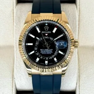 RLX Sky-Dweller 42mm Yellow Gold Black Dial Oysterflex - 336238
