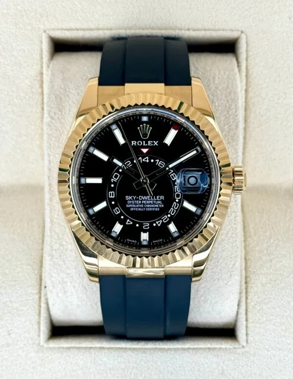 RLX Sky-Dweller 42mm Yellow Gold Black Dial Oysterflex - 336238