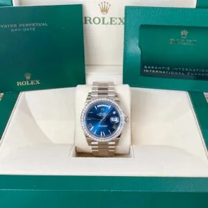 RLX Day-Date 40mm 228349RBR-0005 Bright Blue Dial President Bracelet