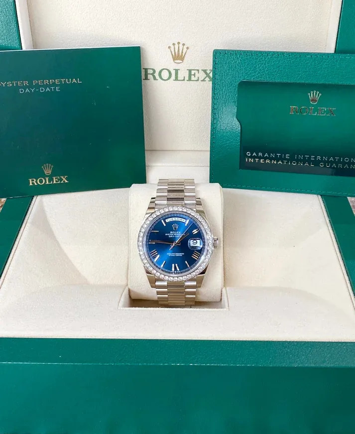 RLX Day-Date 40mm 228349RBR-0005 Bright Blue Dial President Bracelet