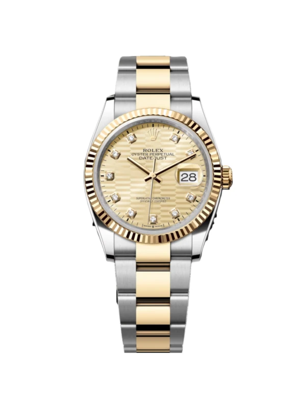 RLX Datejust 36mm 126233 Champagne Fluted Motif Diamond Dial Jubilee Bracelet