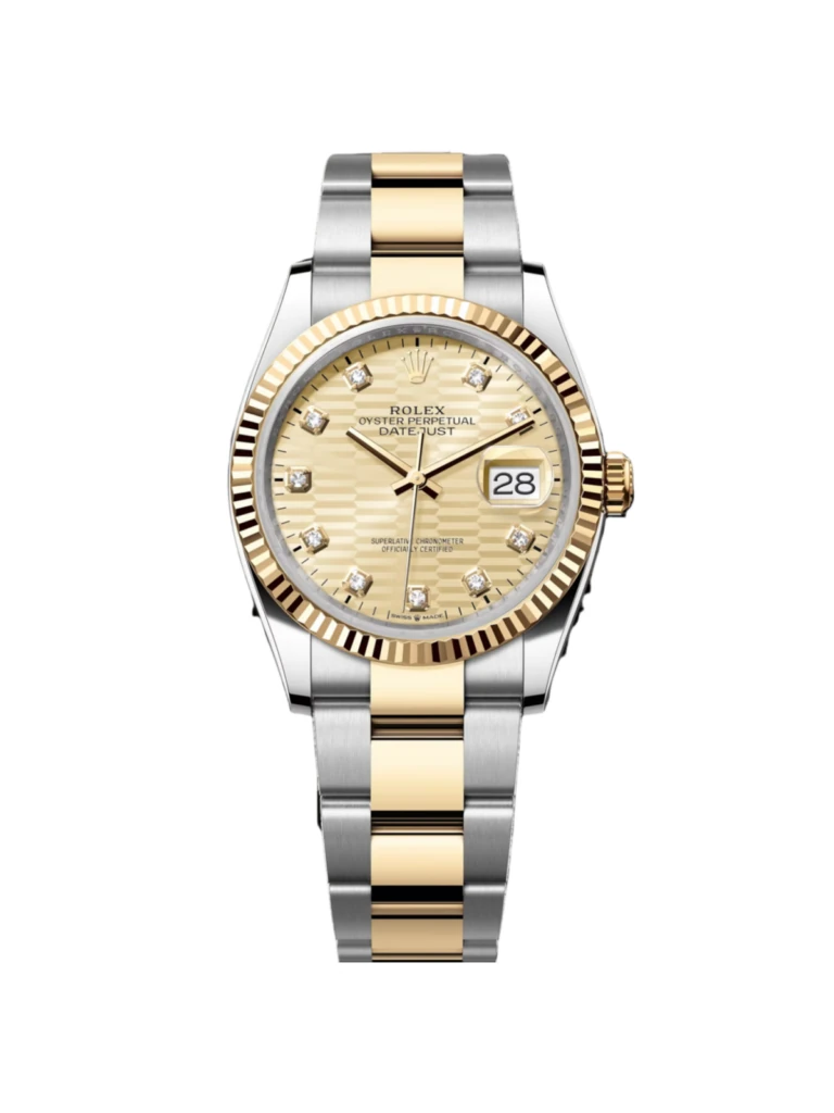 RLX Datejust 36mm 126233 Champagne Fluted Motif Diamond Dial Jubilee Bracelet