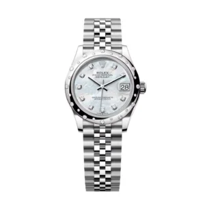 RLX Datejust m278344-0005/0006 Mother-of-Pearl Dial 31mm Domed Diamond Oyster Watch