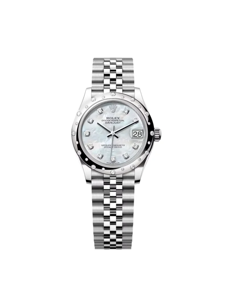 RLX Datejust m278344-0005/0006 Mother-of-Pearl Dial 31mm Domed Diamond Oyster Watch