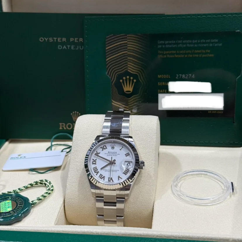 RLX Datejust m278274-0009/0010 White 31mm Dial Oyster Watch