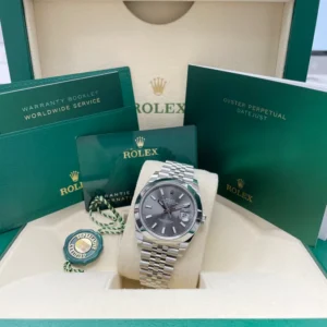 RLX Datejust 41mm 126300 Slate Index Jubilee Stainless Steel Watch