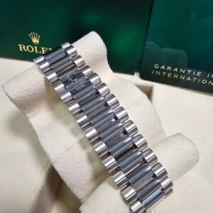 RLX Day-Date "President" 40mm White Gold Meteorite Diamond Baguette Dial - 228239