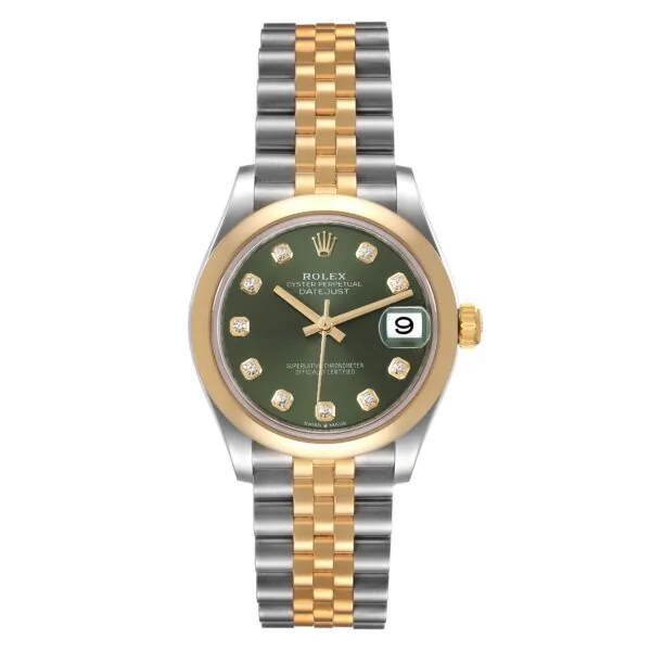 RLX Datejust m278243-0029/0030 31mm Olive Green Dial Yellow Rolesor Oyster Watch