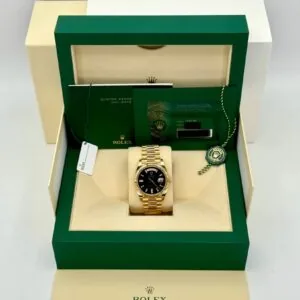 RLX Yellow Gold President Day Date 40mm Onyx Diamond Dial - 228238