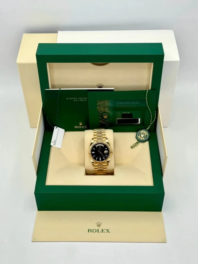 RLX Yellow Gold President Day Date 40mm Onyx Diamond Dial - 228238