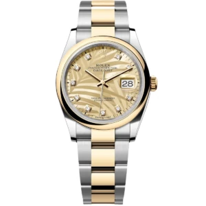 RLX Datejust 36mm 126203 Golden Palm Dial Domed Bezel Oyster Bracelet