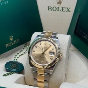 RLX Datejust 41mm Two-Tone Yellow Gold Fluted Bezel Champagne Diamond Dial Oyster - 126333