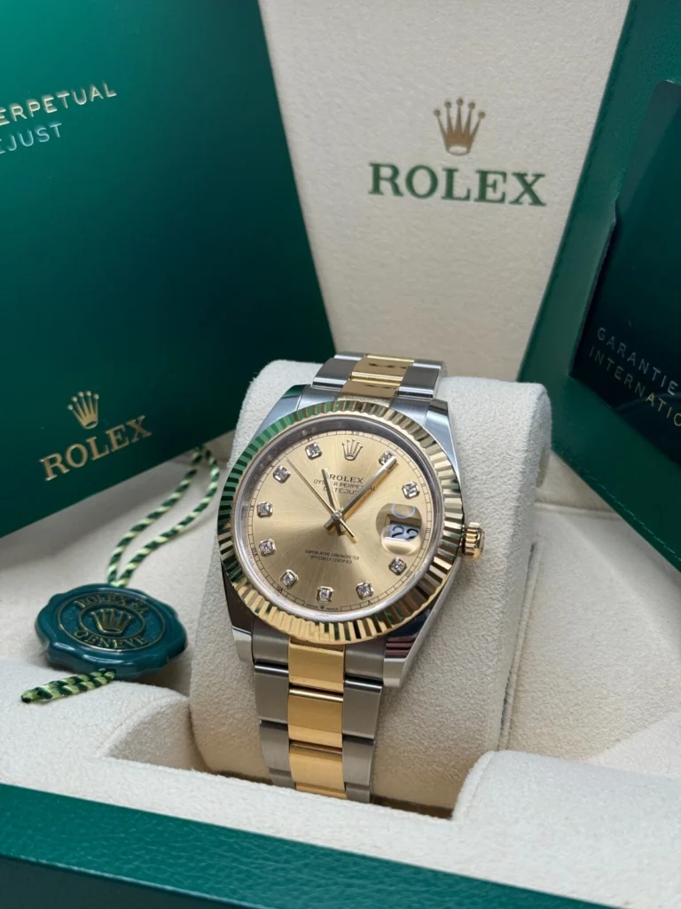 RLX Datejust 41mm Two-Tone Yellow Gold Fluted Bezel Champagne Diamond Dial Oyster - 126333