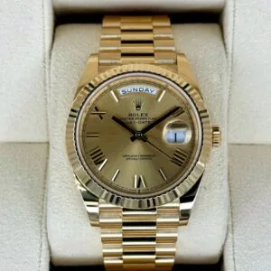 RLX Day-Date "President" 40mm Yellow Gold Champagne Roman Numeral Dial - 228238