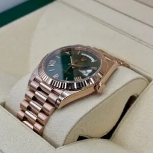 RLX Day-Date "President" 36mm Everose Gold Olive Green Roman Dial 128235
