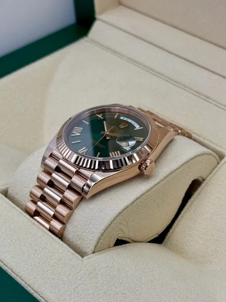 RLX Day-Date "President" 36mm Everose Gold Olive Green Roman Dial 128235