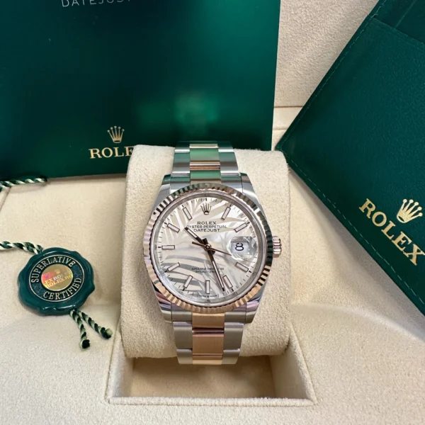 RLX Datejust 36mm 126231 Silver Palm Motif Dial Oyster Bracelet
