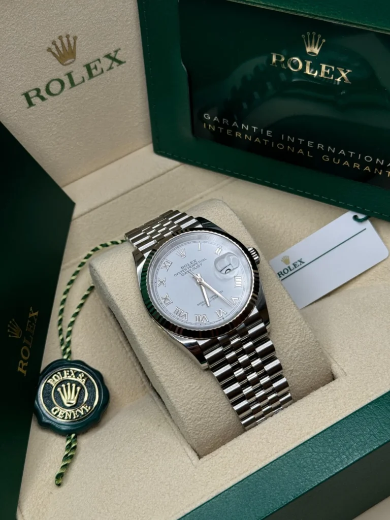 RLX Datejust 41mm Smooth Bezel White Roman Dial Jubilee - 126300