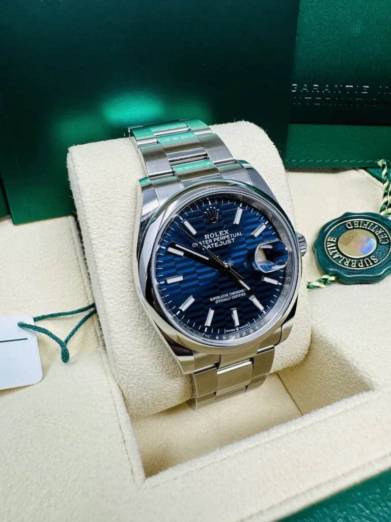 RLX Datejust 36mm 126200 Oyster Perpetual Blue Fluted Motif Dial Jubilee Stainless Steel