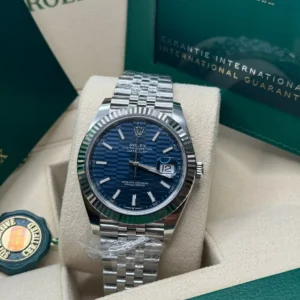 RLX Datejust 41mm Blue Fluted Motif Index Dial Jubilee Bracelet Watch - 126334