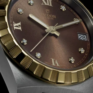 TUDOR Royal 38mm Two-Tone Brown Diamond Dial Automatic Bracelet Watch M28503-0008