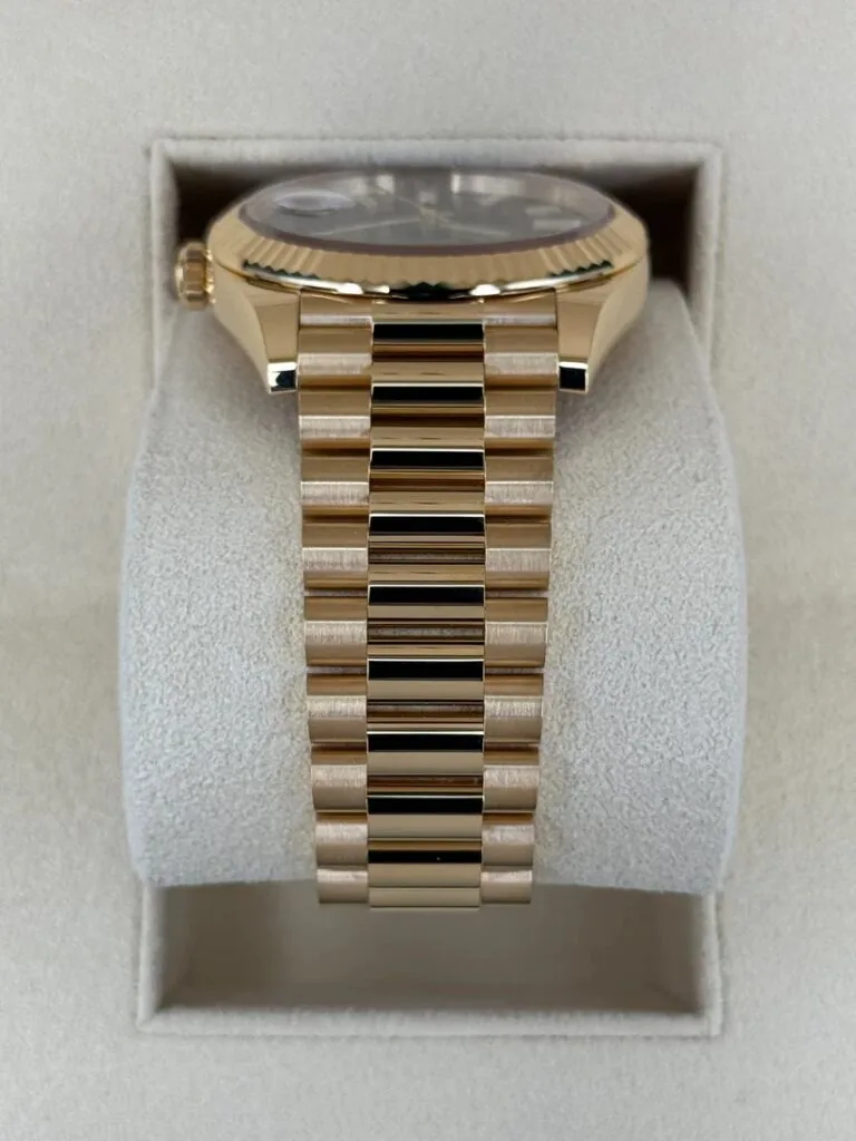 RLX Yellow Gold President Day Date 40mm Black Diamond Baguette Dial - 228238