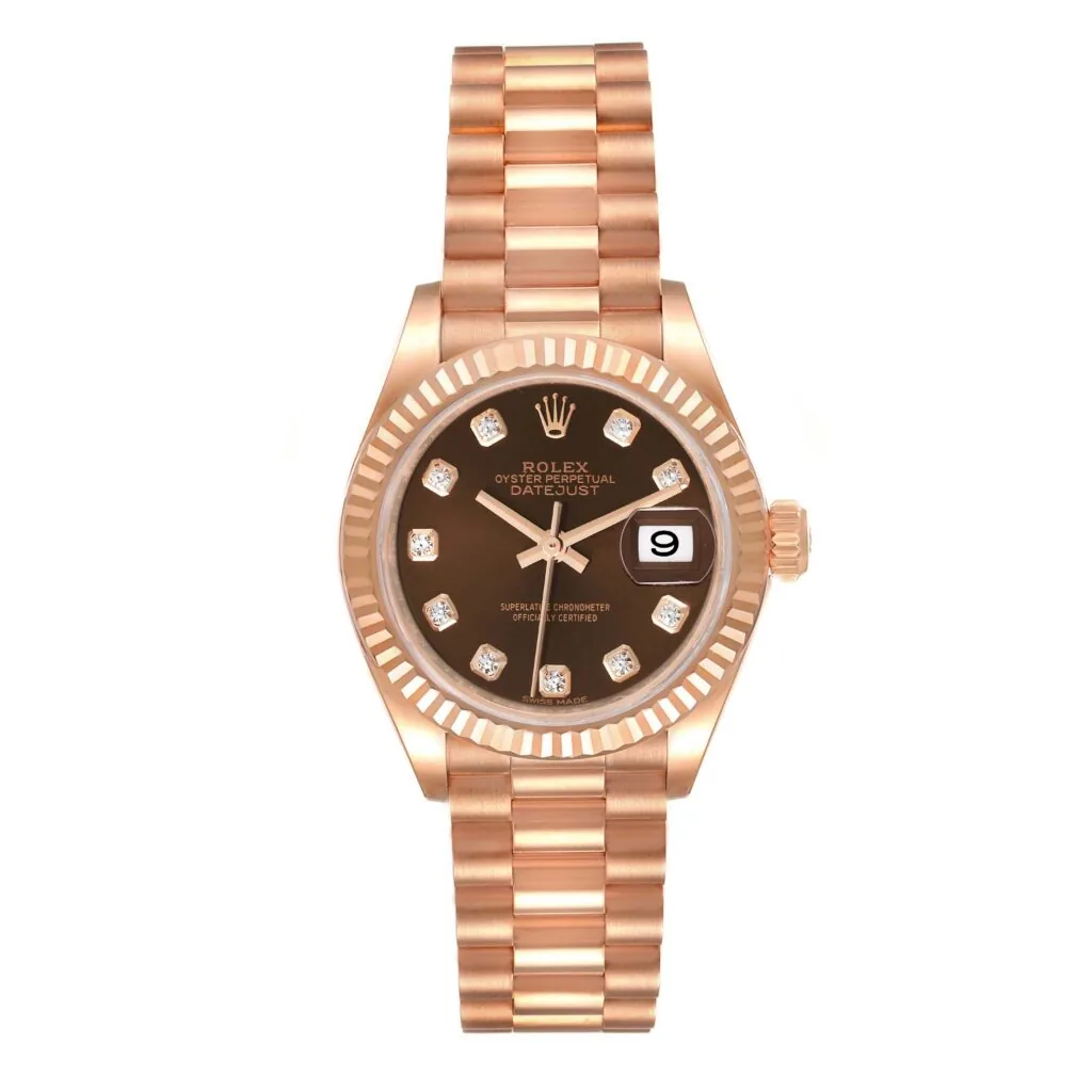 RLX Lady-Datejust 31mm 279175 Chocolate Diamond-Set Dial President Everose Gold
