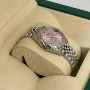RLX Datejust m278344-0021/0022 Pink Dial 31mm Domed Diamond Oyster Watch