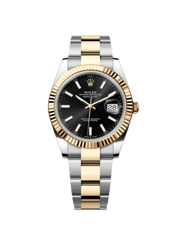 RLX Datejust 41mm Two-Tone Yellow Gold Fluted Bezel Black Index Dial Jubilee - 126333