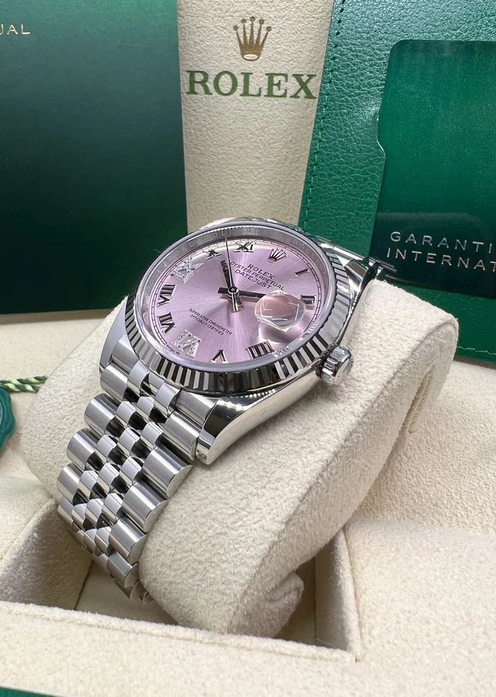 RLX Datejust 36mm 126234 Pink Roman Dial Oyster Stainless Steel