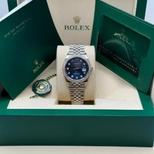 RLX Datejust 36mm 126284 Blue Jubilee Diamond Dial & Diamond Bezel, Stainless Steel Oyster Bracelet Watch