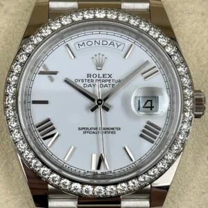 RLX Day-Date 40mm 228349RBR-0039 White Dial President Bracelet