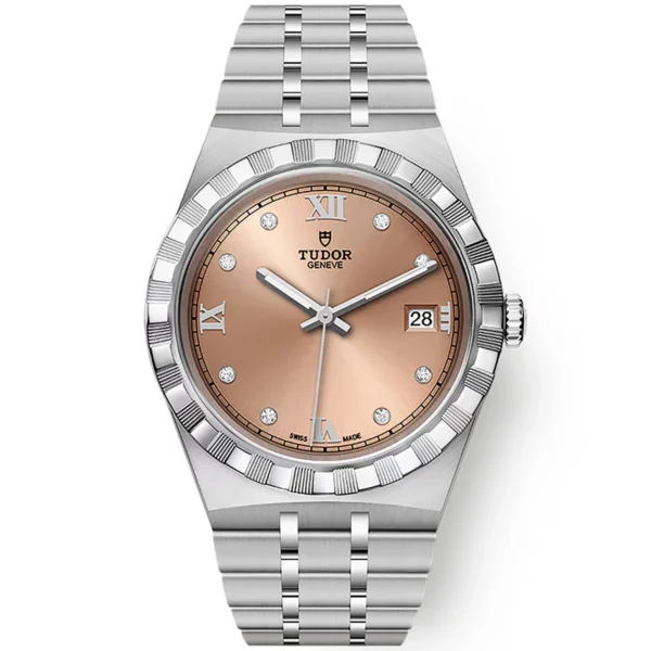 【7A Quality】TUDOR Royal 38mm Salmon Roman Diamond Dial Automatic Bracelet Watch M28500-0009