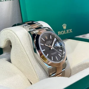 RLX Datejust 41mm 126301 Chocolate Index Oyster Steel and Everose Gold Watch