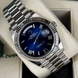 RLX Day-Date "President" 40mm Platinum Blue Roman Ombre Dial - 228236
