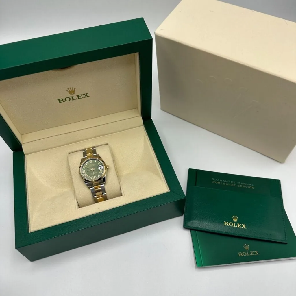 RLX Datejust m278243-0015/0016 31mm Olive Green Dial Yellow Rolesor Oyster Watch