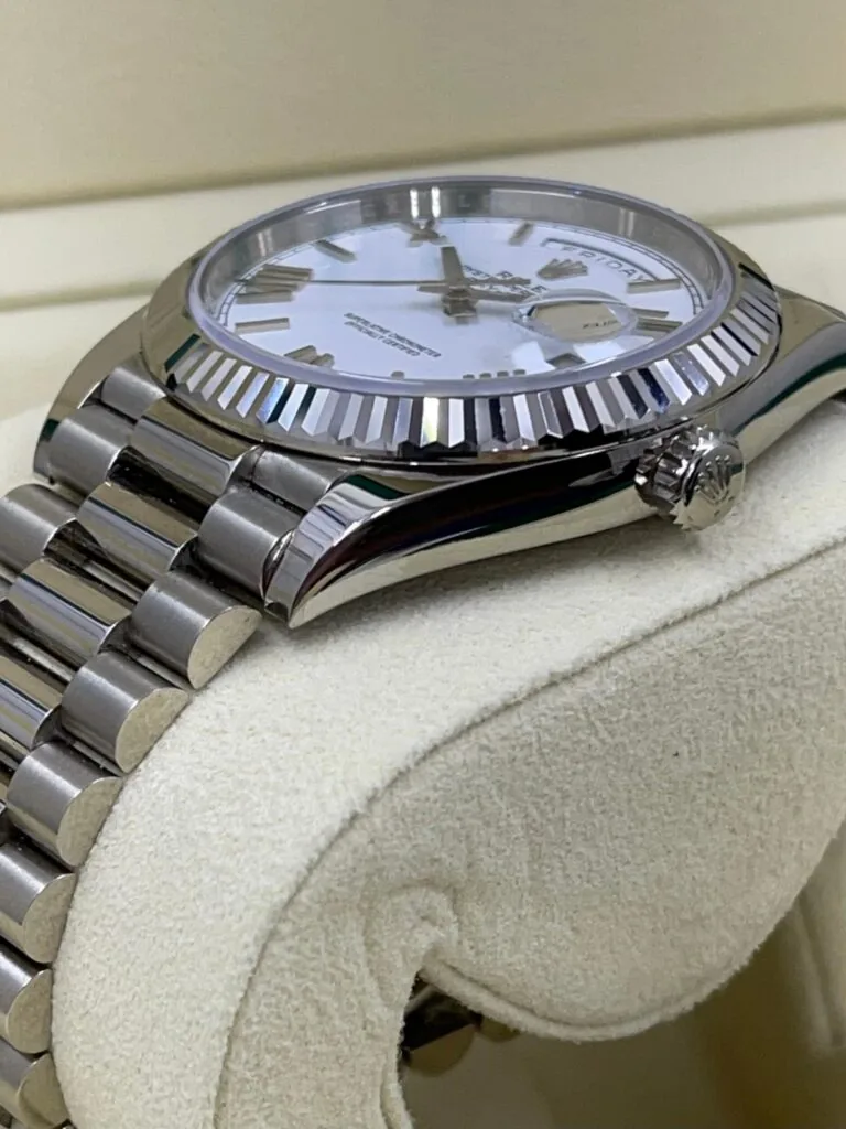 RLX Day-Date "President" 40mm White Gold White Roman Dial - 228239