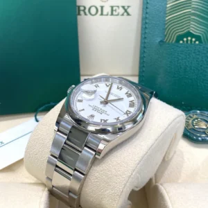 RLX Datejust 36mm 126200 Stainless Steel White Roman Dial Oyster