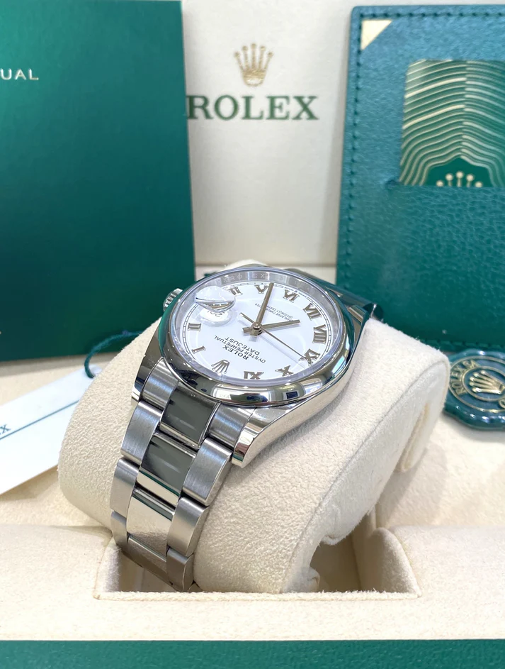 RLX Datejust 36mm 126200 Stainless Steel White Roman Dial Oyster