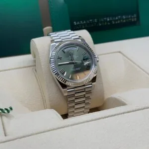 RLX Day-Date "President" 40mm Platinum Green Olive Roman Dial - 228236