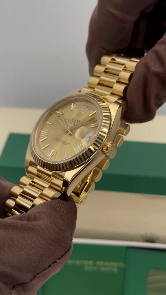 RLX Day-Date "President" 40mm Yellow Gold Champagne Roman Numeral Dial - 228238