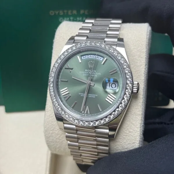 RLX Day-Date 40mm 228349RBR-0030 Olive Green Dial President Bracelet