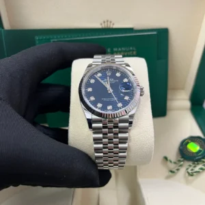 RLX Datejust 36mm 126234 Blue Fluted Motif Diamond Dial Jubilee Bracelet Watch