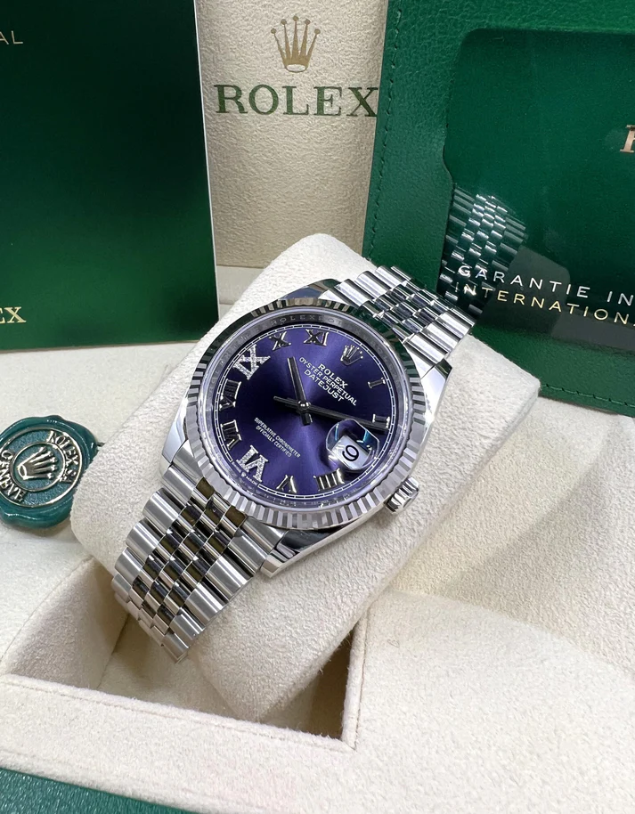 RLX Datejust 36mm 126234 Datejust Aubergine Purple Diamond Roman Oyster Stainless Steel