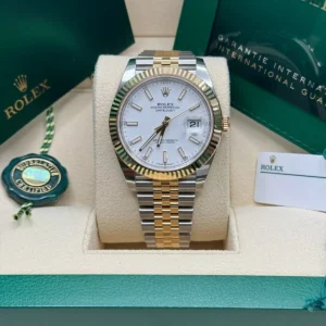 RLX Datejust 41mm 126333 White Index Oyster Steel and Yellow Gold Mens Watch